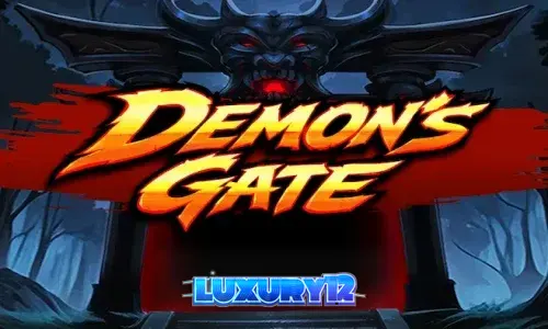 Tampilan visual slot Demon's Gate dengan tema portal mistis dan gulungan 5x5.